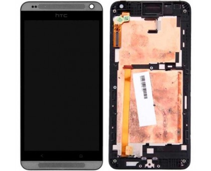 Дисплей HTC 700 Desire Dual Sim + тачскрін (сенсор), чорний, в рамці сріблястого