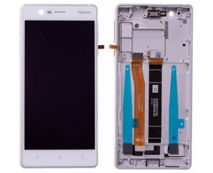 Дисплей Nokia 3 Dual Sim + тачскрин (сенсор), белый, в рамке, Silver White, оригинал