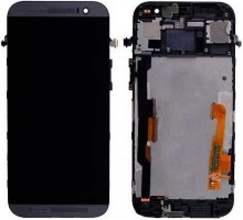 Дисплей для HTC One M8 + touchscreen, чёрный, с передней панелью серого цвета