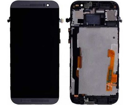Дисплей для HTC One M8 + сенсорний екран, чорний, з передньою панеллю сірого кольору
