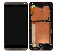 Дисплей HTC 700 Desire Dual Sim + тачскрін (сенсор), чорний, в рамці сіро-коричневого кольору