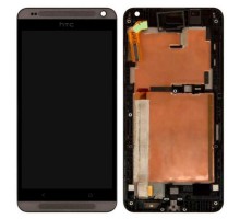 Дисплей HTC 700 Desire Dual Sim + тачскрин (сенсор), черный, в рамке серо-коричневого цвета