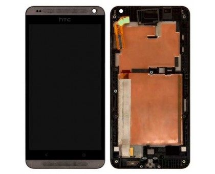 Дисплей HTC 700 Desire Dual Sim + тачскрін (сенсор), чорний, в рамці сіро-коричневого кольору