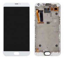 Дисплей Meizu MX5 M575 /MX5e /MX5e Lite + тачскрин (сенсор), белый, в рамке, OLED, копия хорошего качества