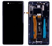 Дисплей Nokia 3 Dual Sim + тачскрин (сенсор), черный, в рамке синего цвета, Tempered Blue, оригинал
