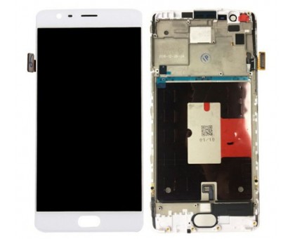 Дисплей OnePlus 3 A3003/3T A3010 + тачскрин (сенсор), белый, Amoled, оригинал , в рамке