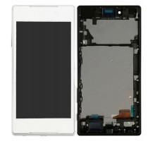 Дисплей Sony E6603 Xperia Z5/E6653 + тачскрин (сенсор), белый, в рамке, оригинал