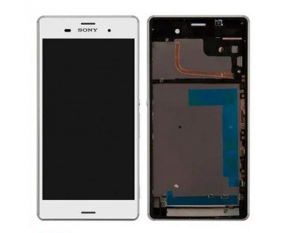 Дисплей Sony D6603 Xperia Z3/D6643/D6653 + тачскрин (сенсор), белый, в рамке