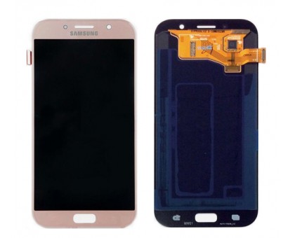 Lcd Samsung A720F Galaxy A7 2017 + touch-screen, pink, Peach Cloud, Amoled, original, re-glued glass