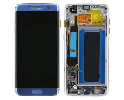 Дисплей Samsung G935F Galaxy S7 Edge + тачскрін (сенсор), синій, Coral Blue, Amoled, оригінал, переклеїти скло