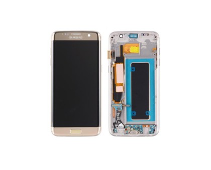 Дисплей Samsung G935F Galaxy S7 Edge + тачскрін (сенсор), золотистий, в рамці, OLED, копія хорошої якості