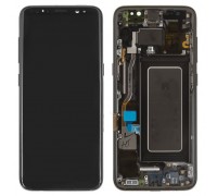 Дисплей Samsung G950F Galaxy S8 2017 + тачскрін (сенсор), чорний, в рамці, Midnight Black, Amoled, оригінал, переклеїти скло