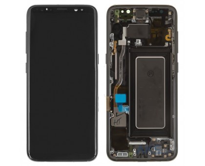 Дисплей Samsung G950F Galaxy S8 2017 + тачскрін (сенсор), чорний, в рамці, Midnight Black, Amoled, оригінал, переклеїти скло