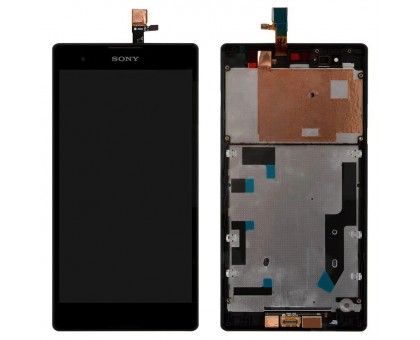 Дисплей Sony D5322 Xperia T2 Ultra DS + тачскрин (сенсор), черный, в рамке, оригинал