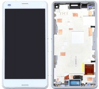 Дисплей Sony D5803 Xperia Z3 Compact/D5833 + тачскрин (сенсор), белый, в рамке, оригинал